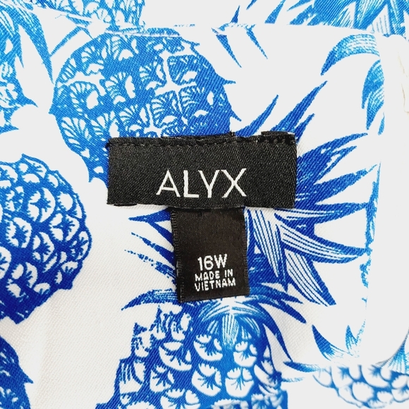 Alyx Pineapple Blue White Print Sleeveless Sheath Dress P6699 - Picture 6 of 12